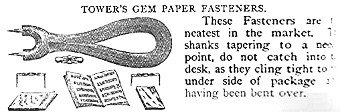 Tower's Gem Paper Fasteners Wright's Australian and American Commercial Directory and Gazetteer 1881.jpg (47205 bytes)
